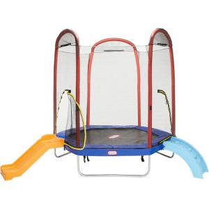 image:imageLittle Tikes Climb n Slide 7ft Trampoline Outdoor Ages 310 with Slide and Climbing Steps Boys and Girls Attached Shoe Holder