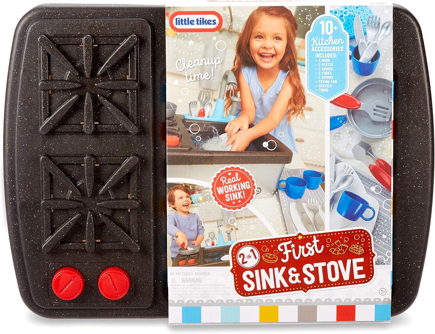 image:imageLittle Tikes First Sink amp Stove Realistic Pretend Play Kitchen Appliance for Kids Includes 13 Cooking Accessories Ages 3 MultiColor