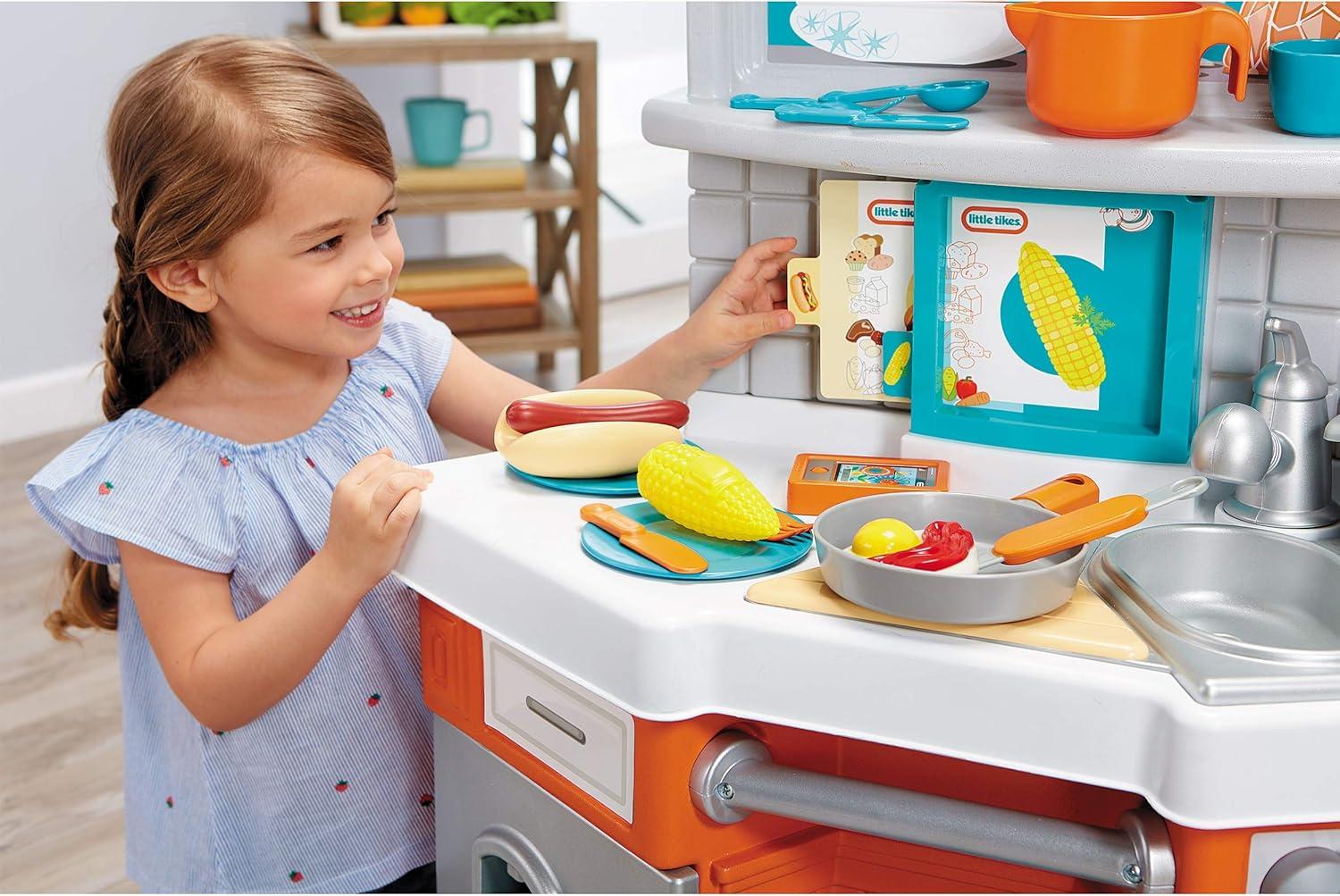image:imageLittle Tikes Home Grown Kitchen  Role Play Realistic Kitchen Real Cooking amp Water Boiling Sounds Kitchen Accessories Set for Girls Boys  Multicolor 22 x 18 x 3025 inches