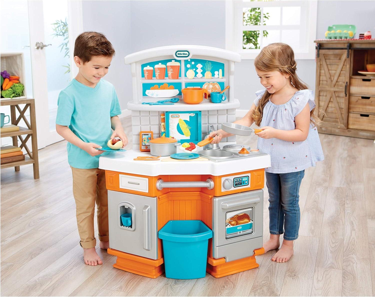 image:imageLittle Tikes Home Grown Kitchen  Role Play Realistic Kitchen Real Cooking amp Water Boiling Sounds Kitchen Accessories Set for Girls Boys  Multicolor 22 x 18 x 3025 inches