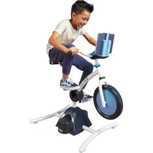 image:imageLittle Tikes Pelican Explore amp Fit Cycle Adjustable Play Fitness Exercise Equipment Stationary Bike with Videos and Builtin Bluetooth Speaker For Kids Ages 37 Years WHITE BLUE